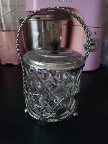 vintage glass ice bucket/ storage jar